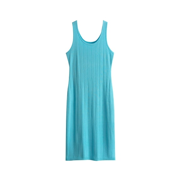 Ashirexll Womens Summer Dresses, Casual Dresses for Women, Fashion Leisure Solid Color Camisole Sleeveless Round Neck Dress