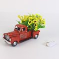 thumbnail image 3 of Christmas Vintage Flower Arrangement Truck Ornament, Farmhouse Rustic Metal Texture Truck Planter Retro Truck Decor, Rustic Vintage Truck Car Decorations Tabletop Decorative, 3 of 5