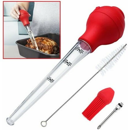 

4-piece commercial grade FDA silicone turkey roasting set includes roasting tip roasting brush and cleaning brush for easy cleaning