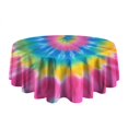 thumbnail image 5 of Rainbow Tie Dye Mandala Pattern Round Tablecloth 60"x60",Wrinkle Wipeable Table Cloth for Kitchen Dining Room Picnic Patio Party, 5 of 6