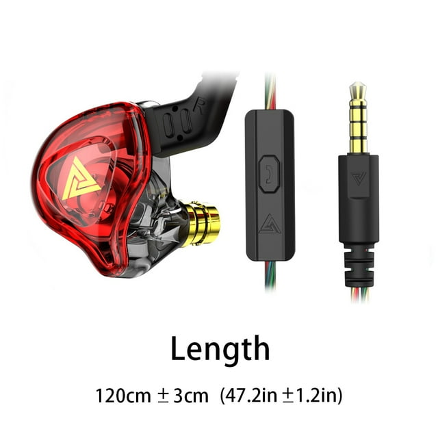3.5mm HIFI Wired Earphones Portable Earbud Electronics Headsets Stereo Sound Drivers Music Listening Devices Smartphone Computer Black Red