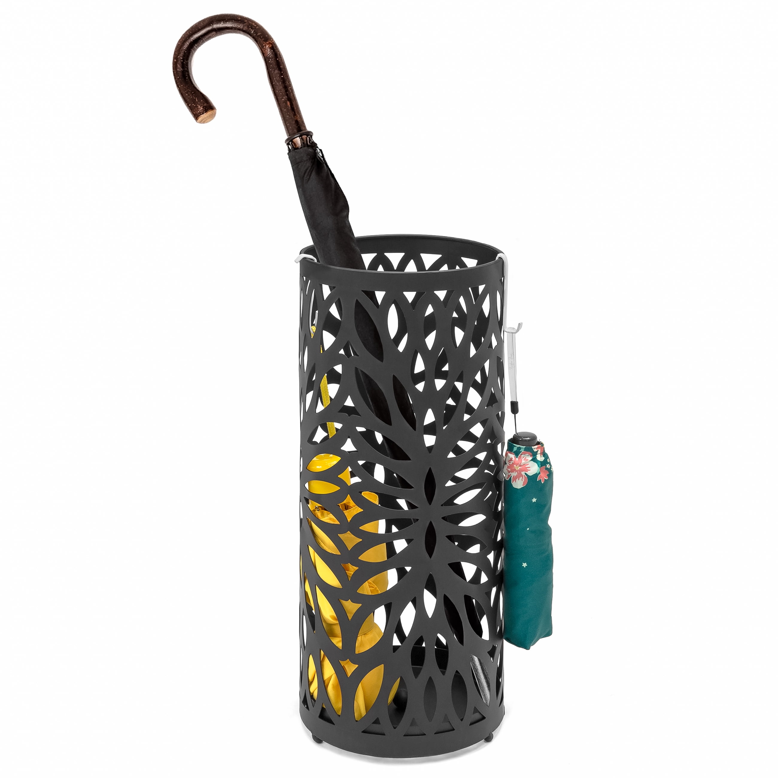 Best Choice Products Entryway Modern Spherical Metal Umbrella Storage Stand w/ 2 Hooks, Drain