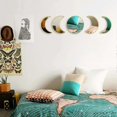 thumbnail image 2 of Juego de 5 espejos decorativos escandinavos, bohemios, para decoración de paredes, con fases lunares, acrílicos, autoadhesivos, para dormitorio y sala de estar (dorados)., 2 of 5