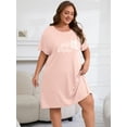 thumbnail image 5 of FEREMO Nightgowns for Women Plus Size Print Pajama Dress Short Sleeves Sleepwear with Pockets 3 Pack, 5 of 7