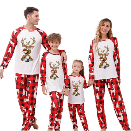 

Dadaria Matching Family Christmas Pajamas Matching Family Sets Christmas Casual Printed Top With Bottom Outfits Home Wear White Men XXXL