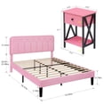 thumbnail image 2 of VECELO 3-Piece Pink Bedroom Set with Full Upholstered Bed Frame and 2 Nightstands, 2 of 10