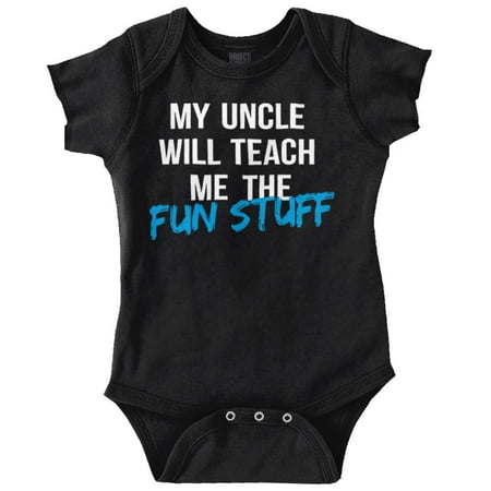 

My Uncle Will Teach Me The Fun Stuff Romper Boys or Girls Infant Baby Brisco Brands 12M
