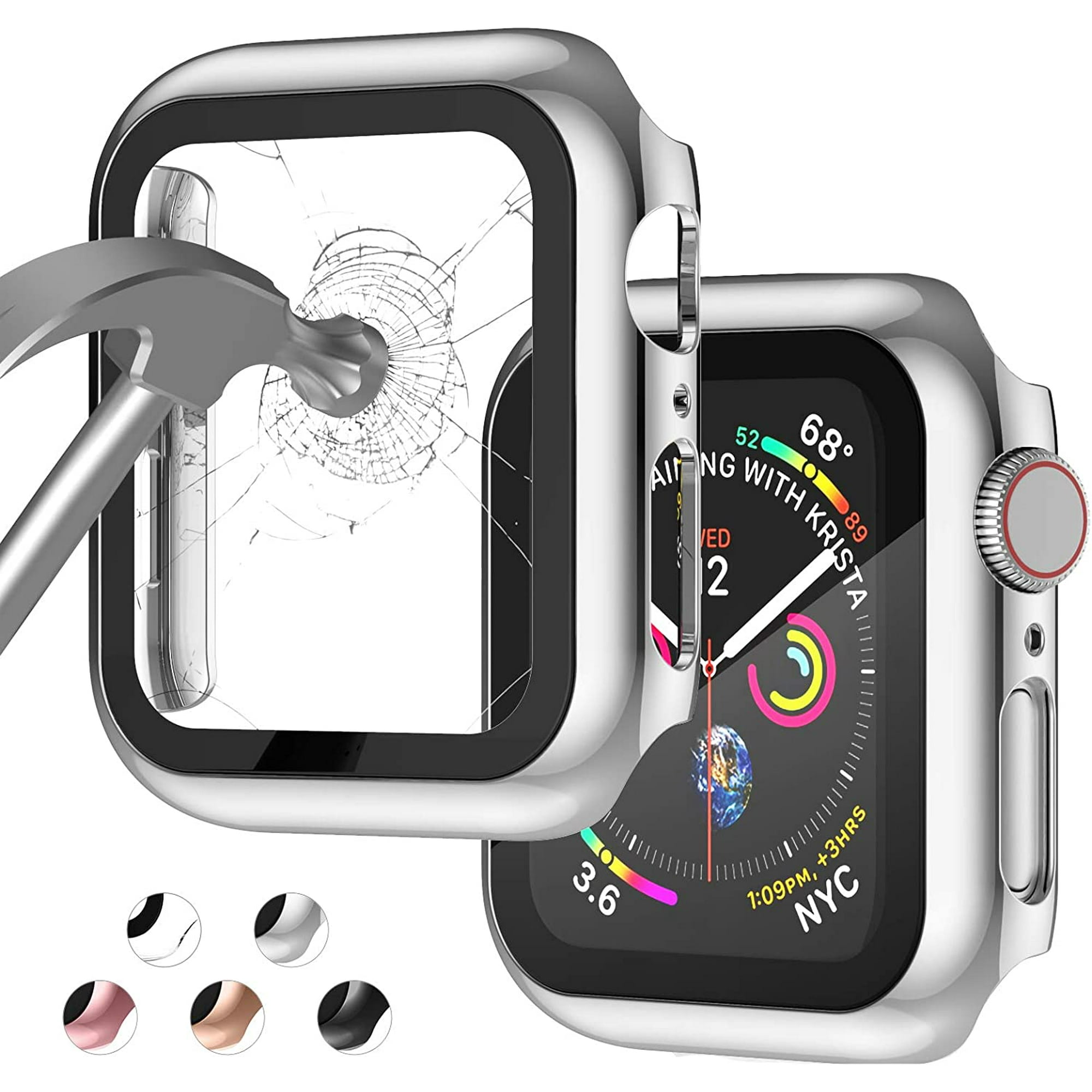 Apple Watch Case for Apple Watch 44MM Series 6 5 4 SE with Built in Tempered Glass Screen Protector All Around Ultra Thin Bumper Full Cover Hard PC