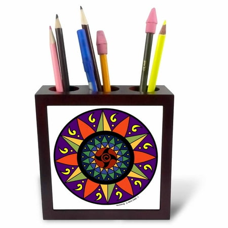 - 3dRose Hex Sign 2 Pennsylvania Dutch Luck Protection Symbol, Tile Pen Holder, 5-inch