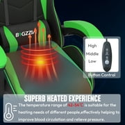 Bigzzia Gaming Chair with Heated Cushion, High Back Video Game Chairs with Pillow and Lumbar Support, Green