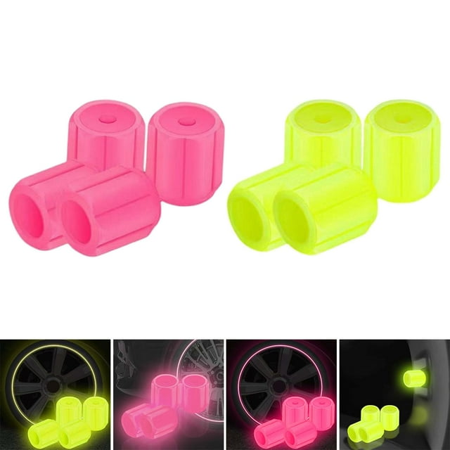 lvula de Neumático de Coche, Tapas de Neumático de Bicicleta con Cubierta de Polvo Fluorescente para Vehículos de Bicicleta+ amarillo rosa Soledad Tapas de vástago de válvula de neumático