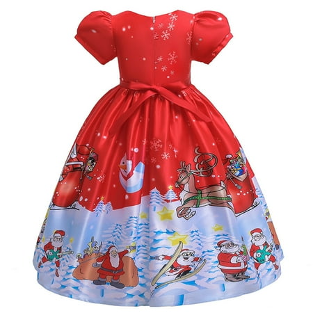 

DNDKILG Infant Baby Toddler Child Children Kids Dress for Girl Christmas Summer Dresses Short Sleeve Sundress White 4Y-13Y