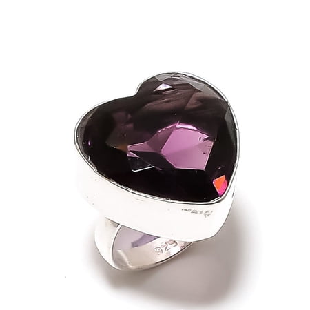 Natural Amethyst Gemstone Handmade 925 Sterling Silver Jewelry Ring Size 7