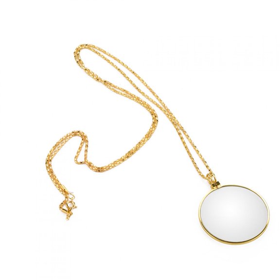 5X magnifying glass monocular lens necklace, magnifying glass shutter, for library, reading, fine printing, zooming, increasing vision, jewelry[gold]