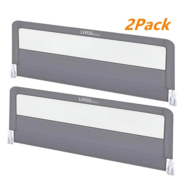 Set of 2 Toddler Bed Rails, 59" Breathable Mesh Material Bed Guard Safe Sleep Bedrail Bed Fence for Box, Leather, Flat Bed