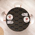 thumbnail image 4 of Ambesonne Art Deco Fitted Round Tablecloth, Shell Shapes Geometric Art, 40"- 44" Diameter, Brown Black and Ecru, 4 of 5