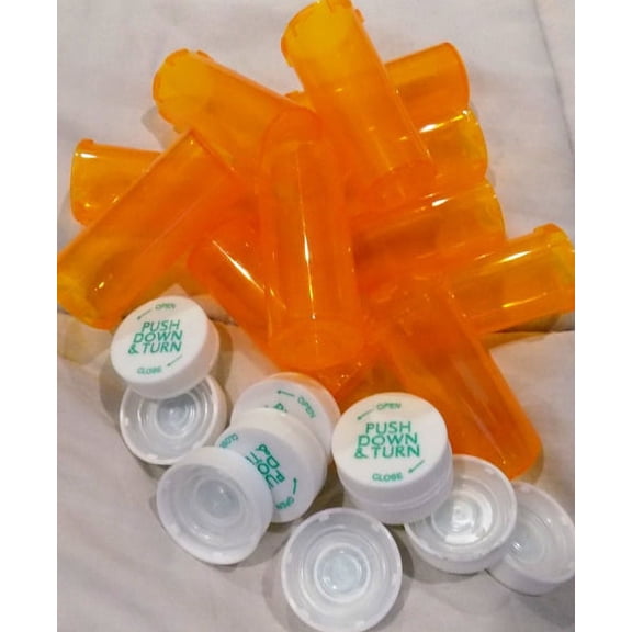 RX Medicine Vials 8 Dram Clear Amber-50 Pack