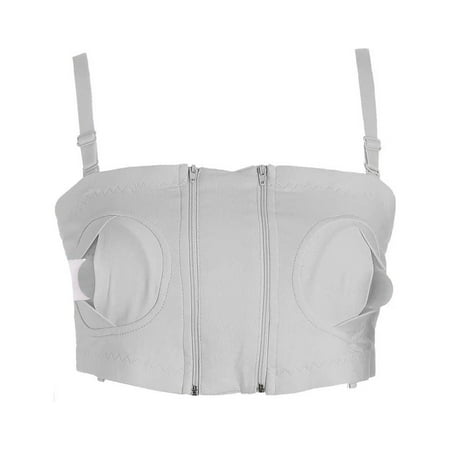 YOUSNH Women Solid Double Zipper Hands Nursing Underwear Lactation Thin Nursing Bra Bras for Women Grey XXXXL