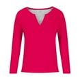 thumbnail image 4 of AherBiu Long Sleeve Tops for Women Comfy Notch V Neck Basic Layer Winter Pullover Sweater Tops Solid Color, 4 of 4