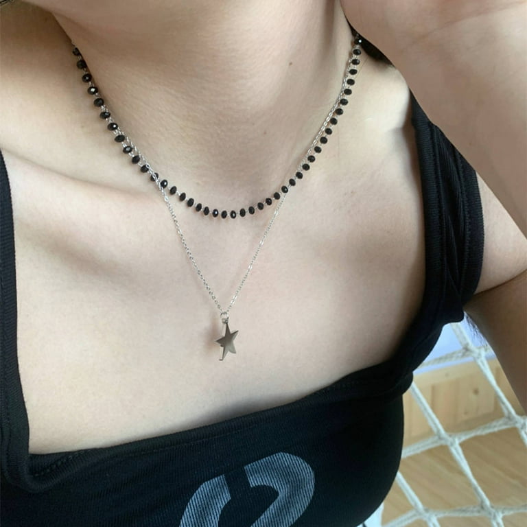 Vintage Y2K Star Pendant Necklace Silver Chain Jewelry 2000s Vintage Y2K Star Pendant Necklace Silver Chain Jewelry 2000s