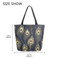 thumbnail image 5 of FORMRS Womens Canvas Tote Bag with Zipper Inner Pocket Shoulder Handbag, Peacock Feathers Pattern, 5 of 7