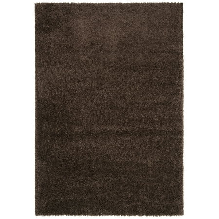 SAFAVIEH August Carlene Solid Plush Shag Area Rug  Brown  8  x 10