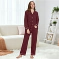 thumbnail image 6 of joogoo Dark Red Pajamas Set for Women Long Sleeve Pjs Loungewear L, 6 of 7