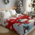 thumbnail image 3 of Christmas Ball Flannel Blanket for Bed,Travel and Camping, Snowman Gifts Xmas Tree Snowflake Red Super Soft Cozy Blanket for All Seasons 30"x40", 3 of 9