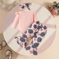 thumbnail image 5 of TOWED22 Infant Baby Girl Clothes 3pcs Outfits Cute Long Sleeve Crew Neck Pattern Print Romper Bodysuit Pants Headband Fall Winter Set(Red,3-6 M), 5 of 7