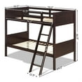 thumbnail image 4 of Demi Bonn Solid Wood Twin Over Twin Bunk Bed with Ladder, Twin Bunk Beds, Converts to 2 Individual Twin Beds, Brown, 4 of 10