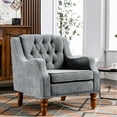 thumbnail image 2 of Grey Accent Chair For Home - Button , Soft , Legs Living Room With Rivets Vintage Inspired, Cushions, Solid Wood, 2 of 6