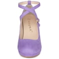 thumbnail image 2 of DARING DIVA Women's Platform Cross Strap Stiletto Heels Mary Jane Pumps Purple 7, 2 of 5