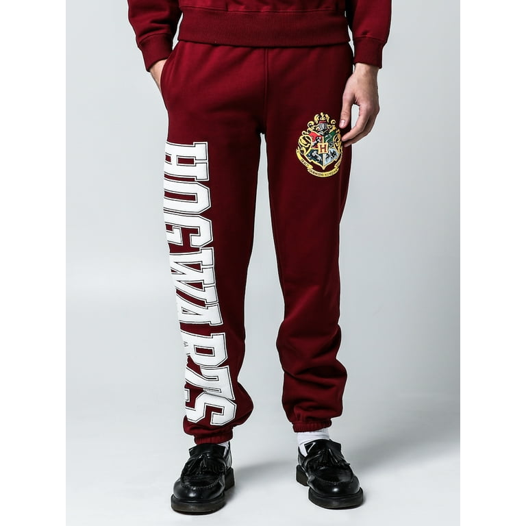 Harry Potter Puff Print Hogwarts Crest Adult Red Sweatpants Large