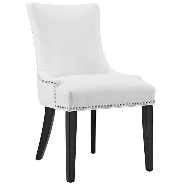 Hawthorne Collections Faux Leather White Dining Side Chair Unassembled