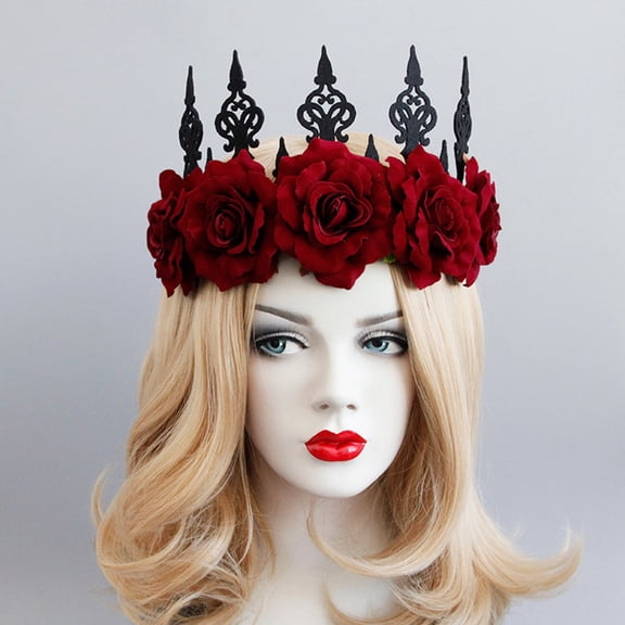Gothic Black Crown Floral Headband for Women