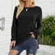 thumbnail image 4 of Moda mujer Casual sólido redondo manga larga suelta camiseta otoño blusa pulóver bolsillos Tops Pompotops  FGAJ3999, 4 of 8