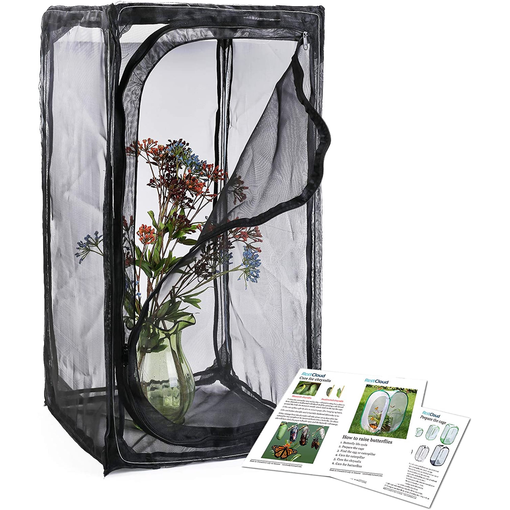 30 Heavy Duty Monarch Butterfly Habitat Outdoor Collapsible Insect Mesh Cage Terrarium Pop-up with Zipper Protection