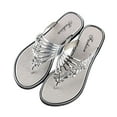 thumbnail image 2 of Miluxas Women Sandals Rhinestone Dressy Casual Summer flat flip flops Comfortable Sandals Silver 9(42), 2 of 7