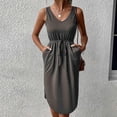 thumbnail image 3 of Maxi vestidos de verano para mujer, vestido de playa sin mangas con cuello en V, vestido largo informal de verano, vestido suelto con bolsillos, 3 of 4