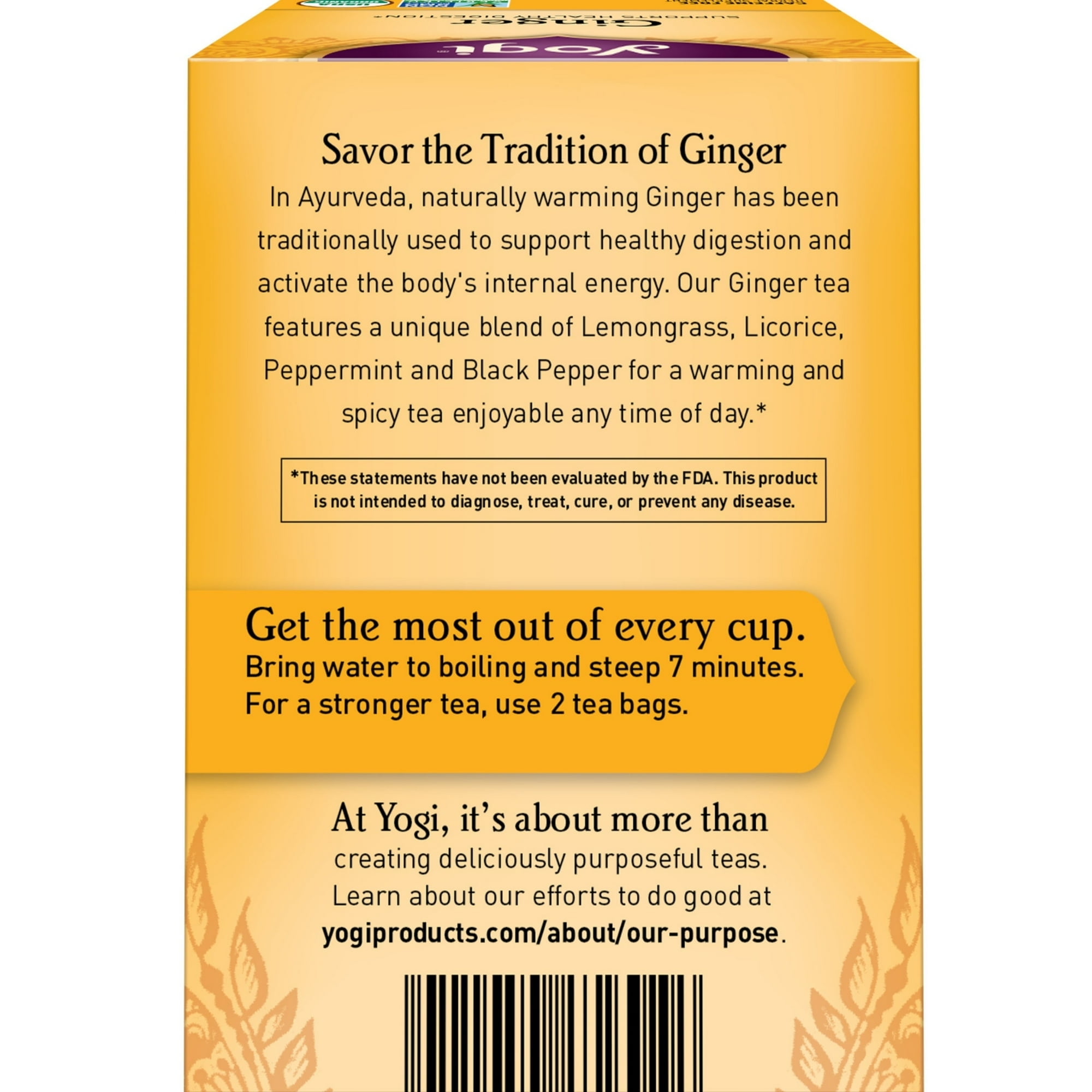 Yogi Tea Ginger, Caffeine-Free Organic Herbal Tea Bags, 16 Count, 1.12 oz (Pack of 2)