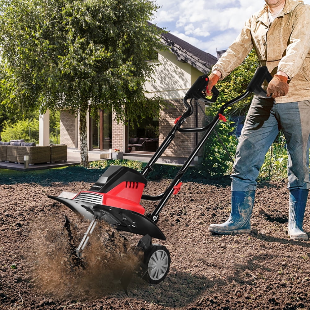 Spaco 17-Inch 13.5 Amp Corded Electric Tiller and Cultivator 9-Inch Tilling Depth, Outdoor Tools for Garden, Garden Care Tools
