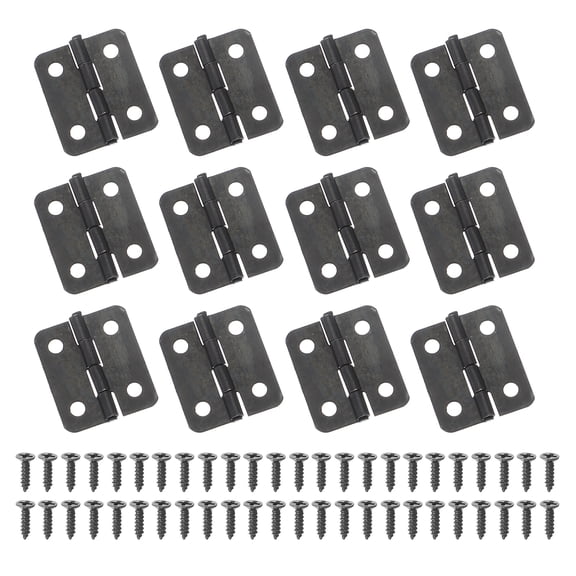 Small Butt Hinges 3/4 Inch Mini Jewelry Box Hinge with Screw for Jewelry Wooden Boxes Cabinet (Black, Pack of 12)