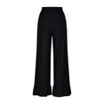 thumbnail image 6 of XFLWAM Women's Wide Leg Pants Drawstring Elastic High Waisted Ruffle Hem Palazzo Pants Casual Loose Flowy Trousers with Pockets, 6 of 8