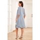 thumbnail image 4 of Vestido Homiily Dusty Blue para madre de la novia con chaqueta talla 10, 4 of 6