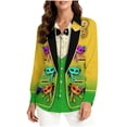 thumbnail image 3 of TaTaai Women's Mardi Gras Print Long Sleeve Loose Casual Shirt Unisex Lapel Button Down Blouse Fashion Holiday Top for Daily Office Party Streetwear Spring Summer Wear Gift, 3 of 9