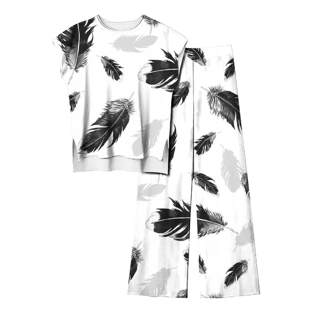 Conjuntos Cortos para las Mujeres Florales sin Mangas Delantera Corta Espalda Larga Y Pantalones, Conjunto Casual de Moda