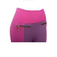 thumbnail image 4 of Women's Fleece Leggings Mid Waist Strechy Running Sports Pants with Zippers - (Fuchsia/Purple), 4 of 4