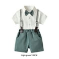 thumbnail image 3 of Qarigey Camisa con botones de verano para niños, conjunto de pantalones, conjunto de ropa de pajarita para banquete de fiesta, pantalones conjuntos de ropa Verde 100cm, 3 of 6