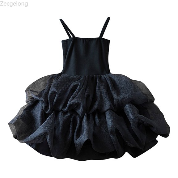 Zecgelong Baby Girls Tutu Dress Sleeveless Toddler Kids Sundress Tulle Bubble Dress Casual Party Princess Dresses Girls Summer Dresses Size 3-4 Years Black