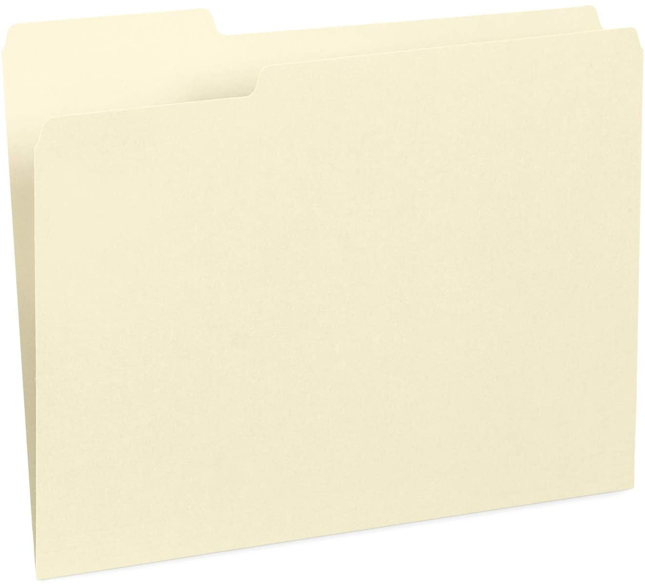 Manilla File Folders 8.5 x 11, 1/3 Cut Tab, Letter Size Vanilla folders, Great for Organizing and Easy File Storage, 100 Per Box (Manila)